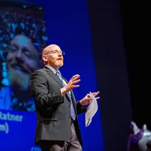 person speaking at an event