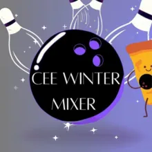 Graphic that reads CEE winter mixer