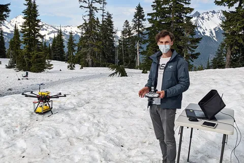 Chris Hayner at the “command center” getting ready for the next test flight.