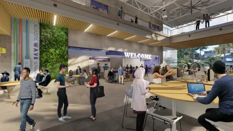 A digital rendering of the EIH lobby