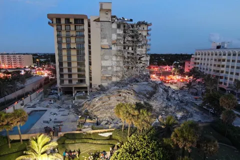 Aftermath of the partial collapse of the Champlain Towers South building